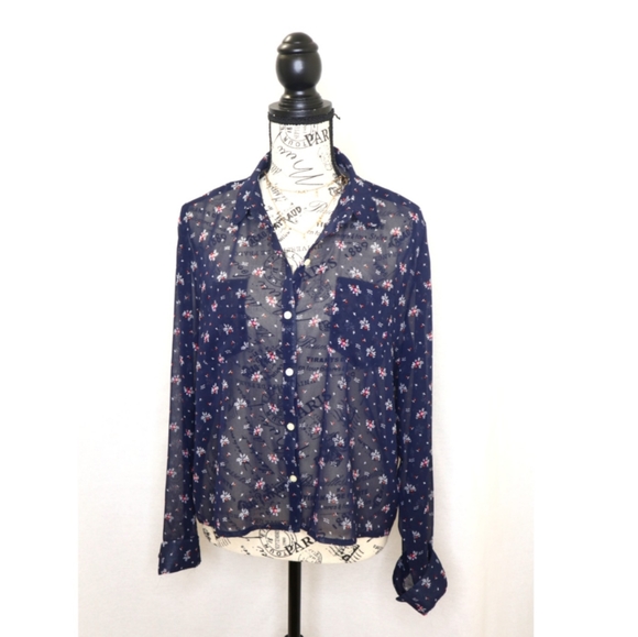 Aeropostal flower print button down blouse - Picture 1 of 8